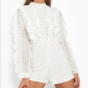 Lace Frill High-Neck Jumpsuit